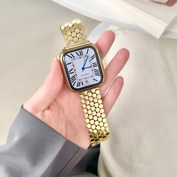 Adjustable Stainless Straps Watch Band For Apple Watch - Gold - Picture 3 of 6
